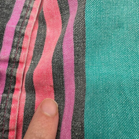 Vintage Wrangler Brushpopper 90s Western Shirt Pink Teal Stripe USA Rodeo Cowboy - Picture 11 of 12